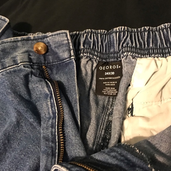 Retro Look Elastic Band Blue Jeans - Picture 2 of 4